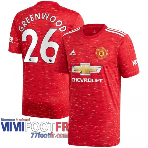 Maillot de foot Manchester United Mason Greenwood #26 Domicile 2020 2021