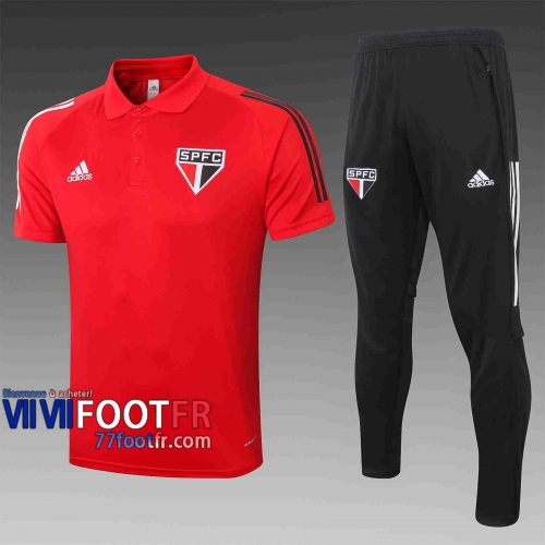 Polo de foot Sao paulo 2020 2021 rouge C446#