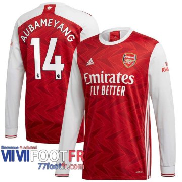 Maillot de foot Arsenal Aubameyang #14 Domicile Manches longues 2020 2021