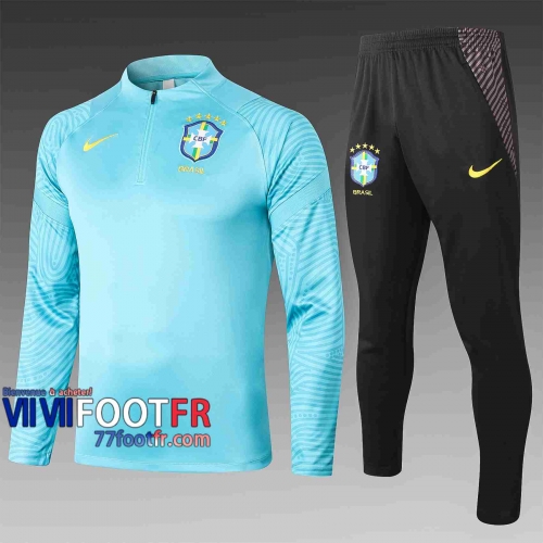 Survetement Foot Bresil 2020 2021 Bleu Grande taille