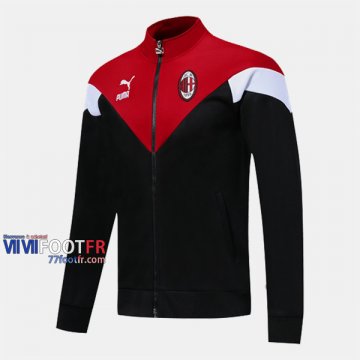 Magasins Veste Foot AC Milan Noir Rouge 2019/2020 Nouveau Promo