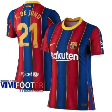 Maillot de foot Barcelone Frenkie de Jong #21 Domicile Femme 2020 2021