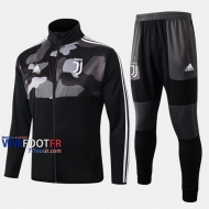 Top Qualité Ensemble Survetement Foot Juventus Col Haut Noir Coton 2019/2020 Nouveau