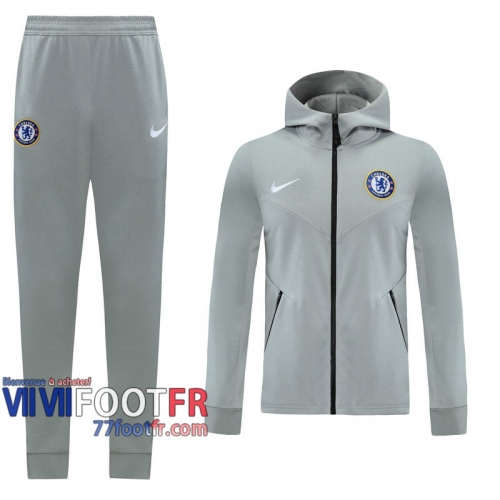 77footfr Veste Foot - Sweat a Capuche Chelsea gris clair - 2020 2021 J137