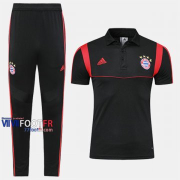 Ensemble Polo Foot Bayern Munich Costume Manche Courte Belle Noir 2019/2020 Nouveau