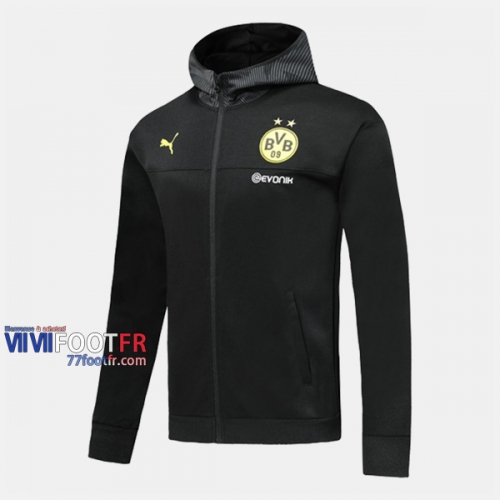 Boutique Veste Foot Dortmund Bvb Avec Capuche Noir 2019/2020 Nouveau Promo