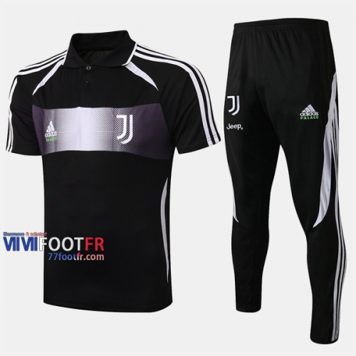 Ensemble Polo Foot Juventus Turin Palace Collaboré Edition Costume Manche Courte Slim Noir 2019/2020 Nouveau