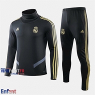 Promo: Ensemble Survetement Real Madrid Enfant Col Haut Noir 2019/2020 Nouveau