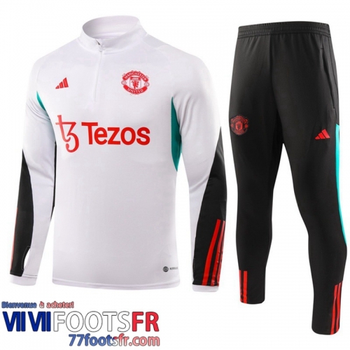 Survetement de Foot Manchester United Blanc Homme 2023 2024 TG996