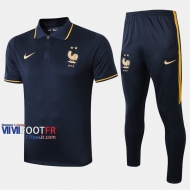 Ensemble Du Polo Foot France Costume Manche Courte Belle Bleu Saphir 2019/2020 Nouveau