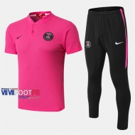 Ensemble Du Polo Foot PSG Paris Saint Germain Costume Manche Courte Coton Rose 2019/2020 Nouveau