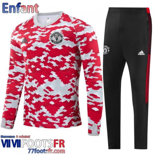 Survetement de Foot Manchester United rouge Enfant 21 22 TK217