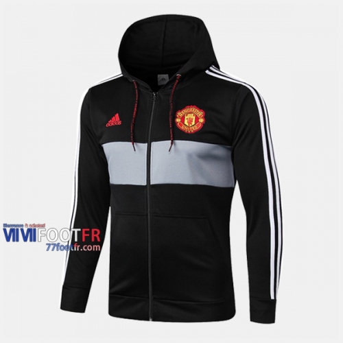 Boutique Veste Foot Coupe-Vent Manchester United Noir/Gris 2019/2020 Nouveau Promo