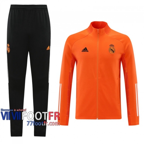 77footfr Veste Foot Real Madrid Orange - Entrainement 2020 2021 J118