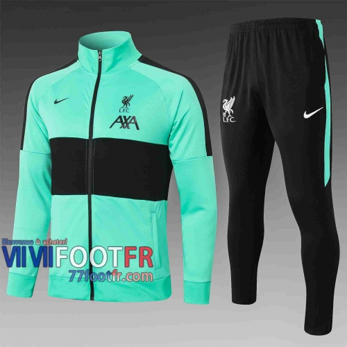 77footfr Liverpool Veste foot Rayures noires vertes 20-21 A392