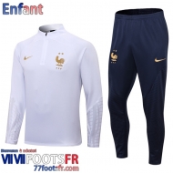 Survetement de Foot France Blanc Enfant 2022 2023 TK273