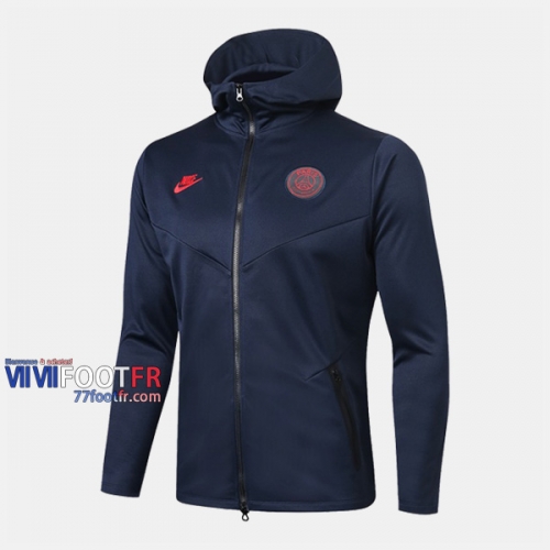 Boutique Veste Foot PSG Paris Avec Capuche Noir 2019/2020 Nouveau Promo