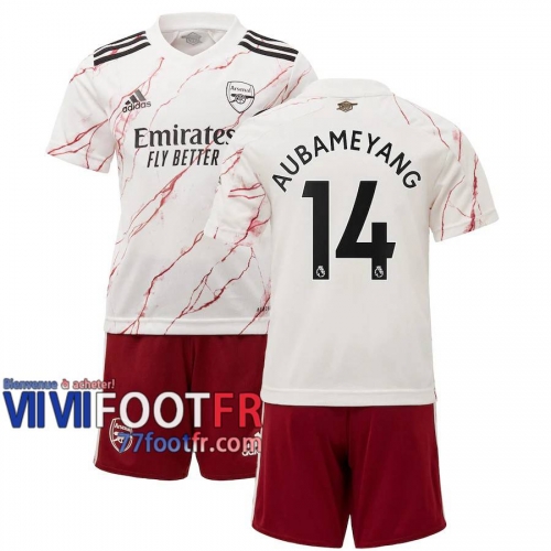 77footfr Arsenal Maillot de foot Aubameyang #14 Exterieur Enfant 20-21