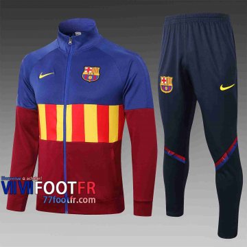 Veste de foot Barcelone 2020 2021 bleu et rouge col montant A341#