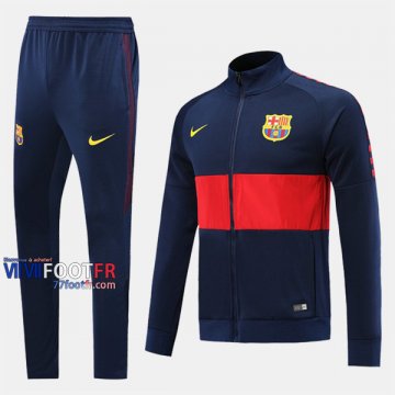 A++ Qualité: Ensemble Veste Survetement Foot FC Barcelone Bleu/Rouge Slim 2019/2020 Nouveau