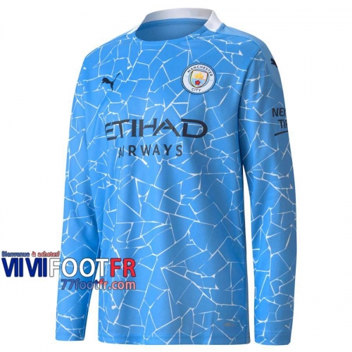 Maillot de foot Manchester City Enfant Domicile 2020 2021 Manches longues