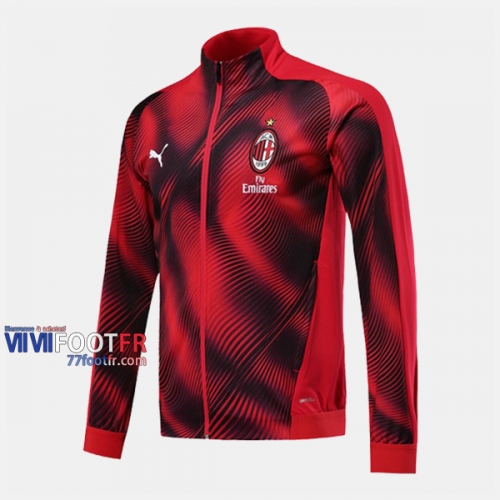 Boutique Veste Foot AC Milan Rouge/Noir 2019/2020 Nouveau Promo