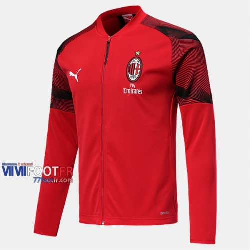 Magasins Veste Foot AC Milan Rouge 2019/2020 Nouveau Promo