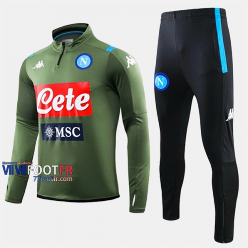 Destockage Ensemble Survetement Foot SSC Naples Vert Fonce 2019-2020 Nouveau