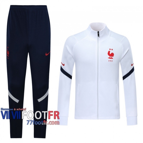 77footfr Veste Foot France blanc - Entrainement 2020 2021 J20