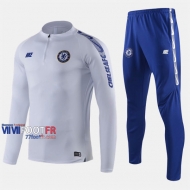 Acheter Ensemble Survetement Foot Chelsea FC Blanc Slim 2019-2020 Nouveau