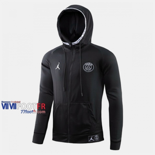 Magasins Veste Foot PSG Paris Avec Capuche Jordan Noir 2019/2020 Nouveau Promo