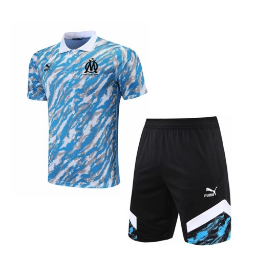 Polo de foot Marseille 2021 2022 Bleu clair