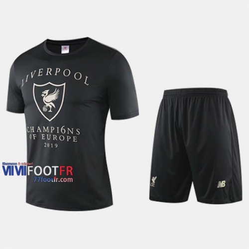 Ensemble Maillot Liverpool FC Enfant Noir/Blanc 2019-2020 Personnalise :77Footfr