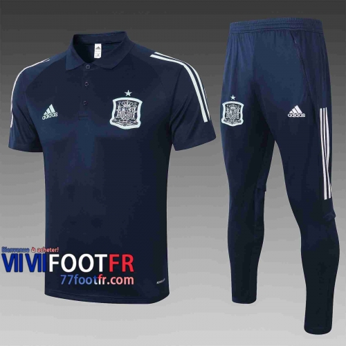 Polo de foot Espagne 2020 2021 bleu marin C448#