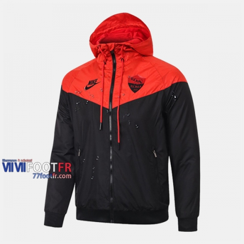 Magasins Veste Foot Coupe-Vent As Rome Rouge Noir 2020/2021 Nouveau Promo