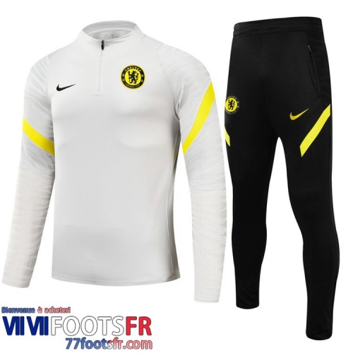 Kits: Survetement de Foot Chelsea Gris clair Enfant 2021 2022 TK105