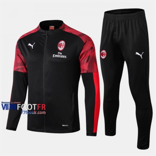 Aaa Qualité: Ensemble Veste Survetement Foot AC Milan Noir/Rouge 2019 2020 Nouveau