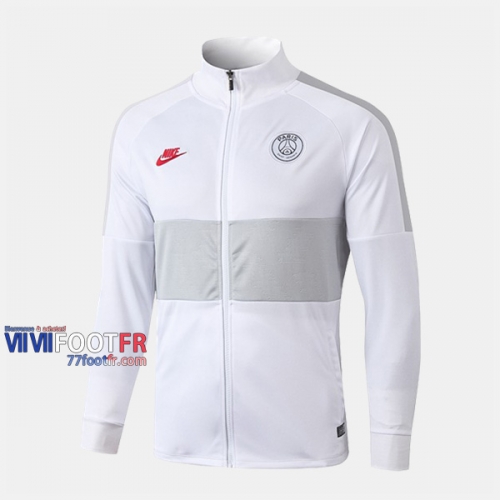 Magasins Veste Foot PSG Paris Blanc 2019/2020 Nouveau Promo