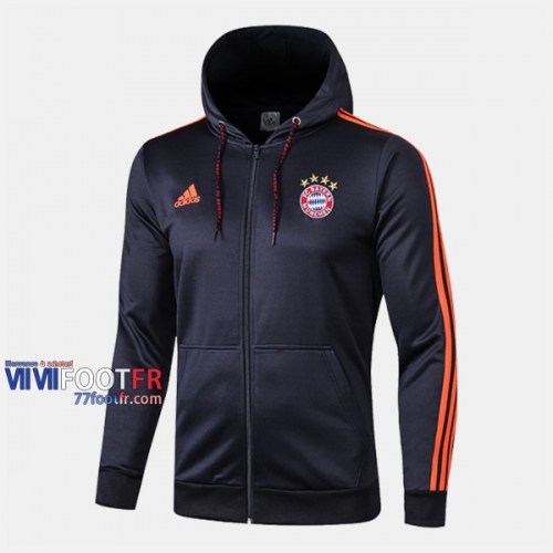 Boutique Veste Foot Coupe-Vent Bayern Munich Bleu Fonce 2019/2020 Nouveau Promo