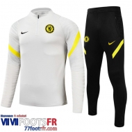 Survetement de Foot Chelsea gris clair Homme 2021 2022 TG123