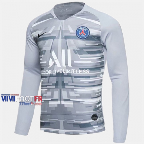 Nouveau Flocage Maillot Foot Gardien PSG Paris ST Germain Manche Longue Homme Gris 2019-2020 Personnalise