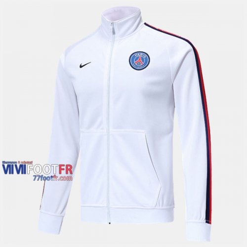 Magasins Veste Foot PSG Paris Blanc 2019/2020 Nouveau Promo