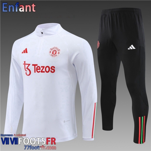 Survetement de Foot Manchester United Blanc Enfant 2023 2024 TK581