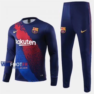 Soldes Ensemble Survetement Foot FC Barcelone Bleu Rouge Thailande 2019/2020 Nouveau