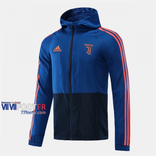 Magasins Veste Foot Coupe-Vent Juventus Bleu 2020/2021 Nouveau Promo