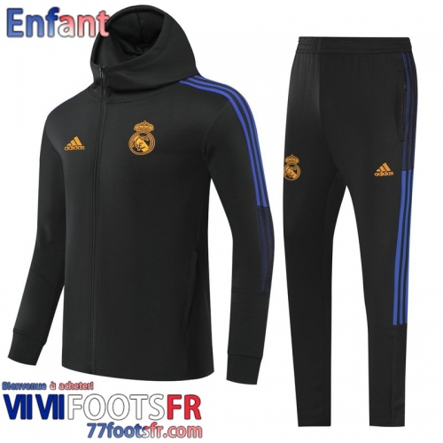 Veste Foot - Sweat A Capuche Real Madrid noir Enfant 2022 2023 TK283