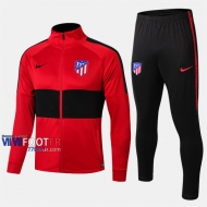 Classique Ensemble Veste Survetement Foot Atletico Madrid Rouge/Noir 2019/2020 Nouveau