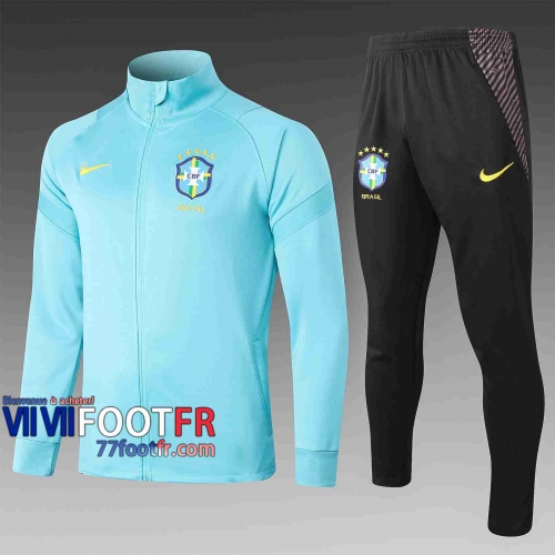 Veste de foot Bresil 2020 2021 bleu A347#