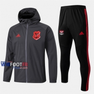 Destockage Ensemble Veste Coupe-Vent Survetement Foot Flamengo Noir Rouge Polyester 2019/2020 Nouveau