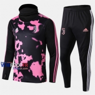 Soldes Ensemble Survetement Foot Juventus Col Haut Rose/Noir Thailande 2019-2020 Nouveau